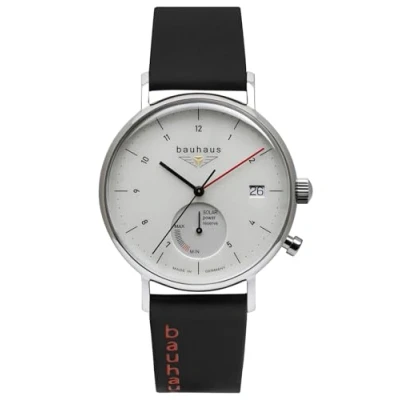 Afbeelding van Bauhaus 2112 Zonnehorloge voor heren met energiedisplay en leren armband, zilver., armband