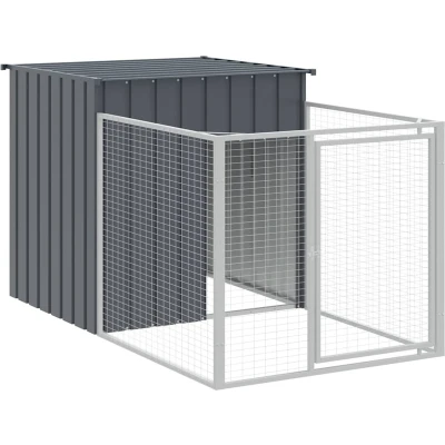 Afbeelding van Hondenhok met dak 110x201x110 cm gegalvaniseerd staal antraciet