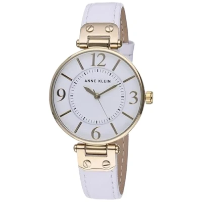 Image de ANNE KLEIN Montre pour femme avec bracelet en cuir, Noir/argenté