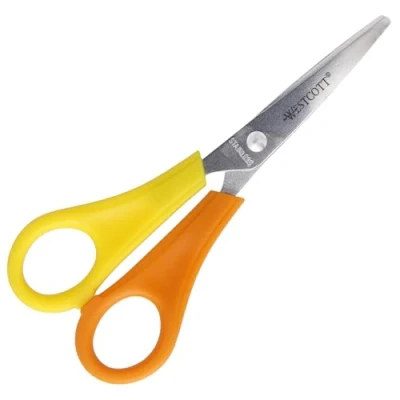Afbeelding van Bouhon Schaar Inox 14 Cm, Voor Linkshandigen, Geel/groen, Met Scherpe Punt