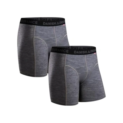 Afbeelding van DANISH ENDURANCE Merinowollen Boxershort Heren Thermoondergoed Ultrazacht Grijs 2 pack 3XL