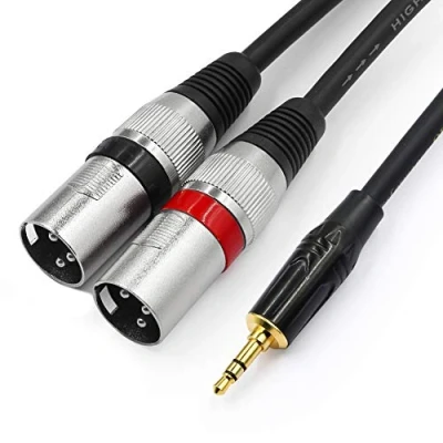 Image de TISINO câble de 3,5 mm vers XLR, raccordement dérivation stéréo mâle à deux XLR 1 mètre