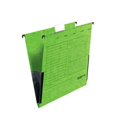 Afbeelding van Origineel Falken 25 stuks hangmappen UniReg. Made in Germany. Gemaakt van gerecycled karton voor DIN A4 met linnen kikkers groen ideaal het losbladig klasseren kantoor en de overheid.