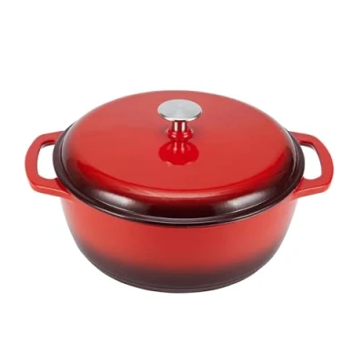 Afbeelding van Amazon Basics Gietijzeren braadpan, geëmailleerd, 7 liter rood
