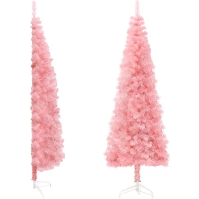 Afbeelding van Kunstkerstboom Half Met Standaard Smal 210 Cm Roze