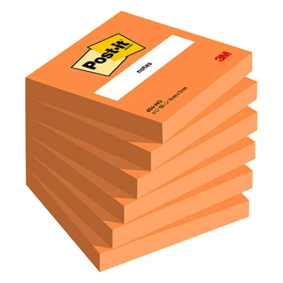 Image de Post it Bloc 100f 76x76mm Orange Lot 6