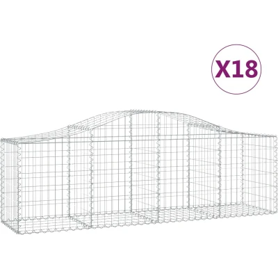 Afbeelding van VidaXL Schanskorven 18 st gewelfd 200x50x60/80 cm gegalvaniseerd ijzer