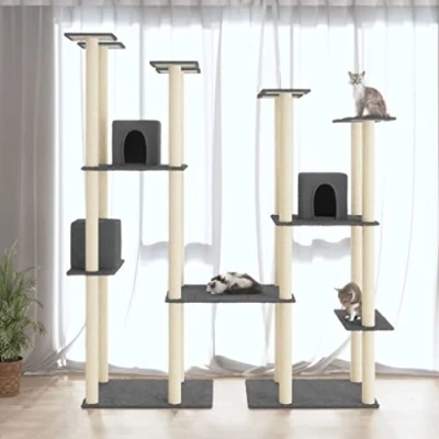 Afbeelding van vidaXL Kattenmeubel met sisal krabpalen 174 cm donkergrijs