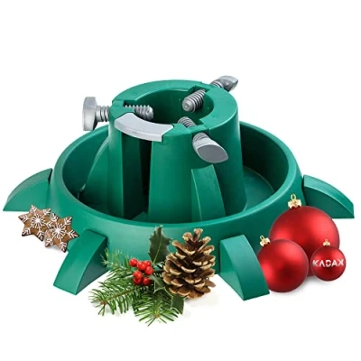 Afbeelding van KADAX Kerstboomstandaard met watertank, moderne robuuste kunststof boomstandaard, verschillende maten, stabiel, groen (boomhoogte tot 3 m)