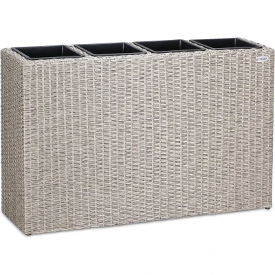 Afbeelding van Casaria Polyrattan bloembak crème 95x27x60cm