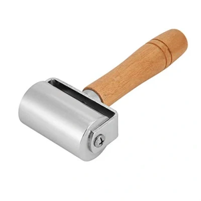 Afbeelding van Houten handvat lederen dienblad gereedschap randpers metalen rol voor lederlijm rol, 100 mm, 60 26 zilvertint (60 mm)