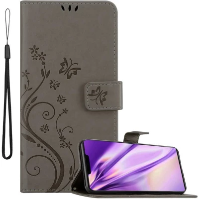 Afbeelding van Cadorabo Hoesje geschikt voor Huawei MATE 30 PRO in BLOEMEN GRIJS Beschermhoes bloemmotief met magnetische sluiting, standfunctie en kaartsleuven Book Case Cover Etui