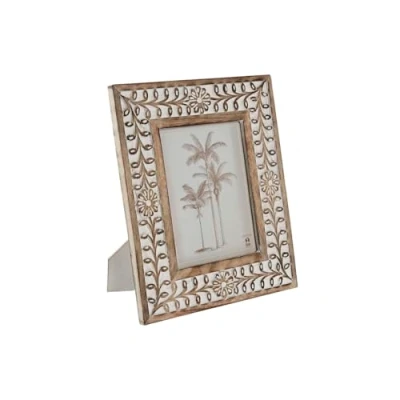 Afbeelding van Fotolijsten Home ESPRIT Wit Natuurlijk Kristal Mangohout Bloem Indiaas 26,5 x 2 31,5 cm