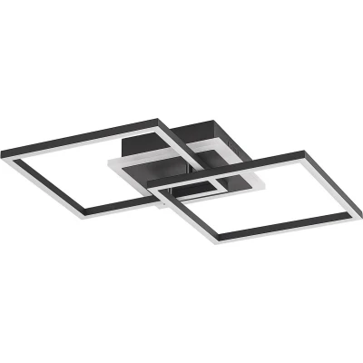 Afbeelding van Lindby LED plafondlamp met dimmer CCT 1licht ijzer, aluminium, polycarbonaat H: 7.5 cm zwart Inclusief lichtbron