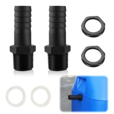 Afbeelding van Riisoyu Overloop watertank, 2 stuks, overloop, recht, geribbeld, 25 mm, overloopfittingen voor overloopslang, met moer en sluitring