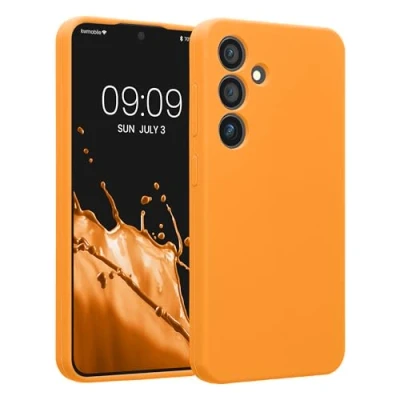 Afbeelding van kwmobile telefoonhoesje geschikt voor Samsung Galaxy S24 TPU backcover met siliconen coating Smartphone case in fruitig oranje
