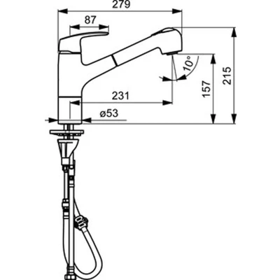 Afbeelding van Hansa Hansapinto keukenkraan met uittrekbare handdouche 2 stralig uitloop 120 draaibaar 23.1cm chroom