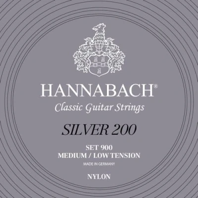 Afbeelding van Hannabach K Git.snaren set 900 MLT Nylon zilver 200 Klassieke gitaarsnaren