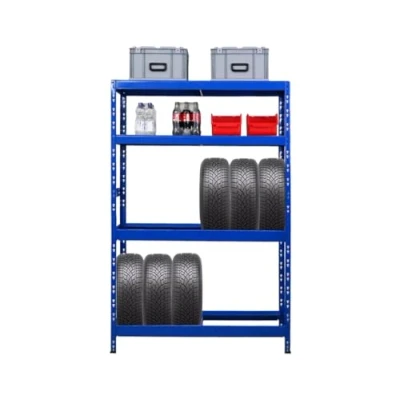 Afbeelding van PROREGAL Tiger Bandenrek HxB x D 180 120 40 cm tot 12 banden op 2 niveaus + vakken blauw bandenrek, rek, opslag, houder, werkplaats, garage