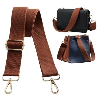 Afbeelding van Navaris bruine tassenriem verstelbaar Gouden gespen Schouderband voor tas Bag strap 75 138 cm lang Vervangende riem Bruin