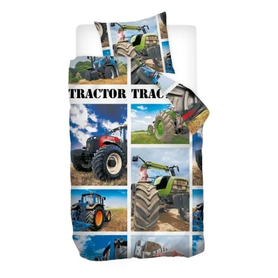 Afbeelding van Snoozing Tractor Flanel Dekbedovertrek Eenpersoons 140x200/220 cm + 1 kussensloop 60x70 Multi kleur