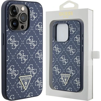 Afbeelding van Guess 4G Triangle Logo Back Case Geschikt voor Apple iPhone 15 Pro (6.1&quot;) Blauw