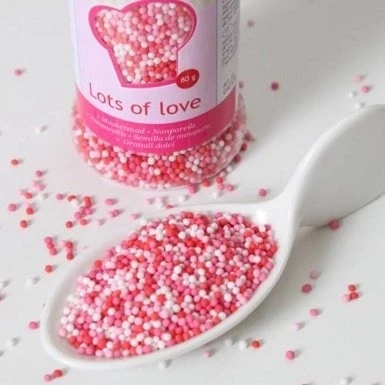 Afbeelding van Voedseldecoratie suikerballen, roze en wit, 80 g