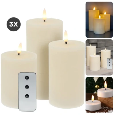 Afbeelding van Cheqo® Oplaadbare LED Kaarsen met Bewegende Vlam 9 Delig Witte Wax Afstandsbediening en Timer Nep Flikkerende Dinerkaarsen Inclusief EBOOK