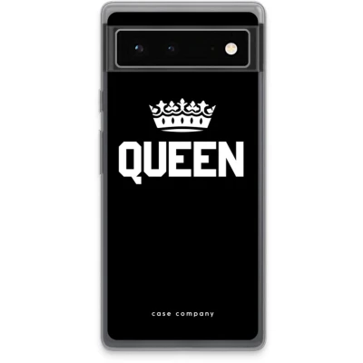 Afbeelding van Case Company® hoesje geschikt voor Google Pixel 6 Queen zwart Soft Cover Telefoonhoesje Bescherming aan alle Kanten en Schermrand