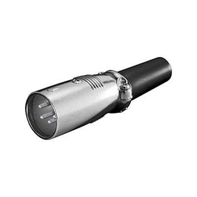 Afbeelding van XLR 4 pins (m) connector met rubberen trekontlasting / grijs/zwart