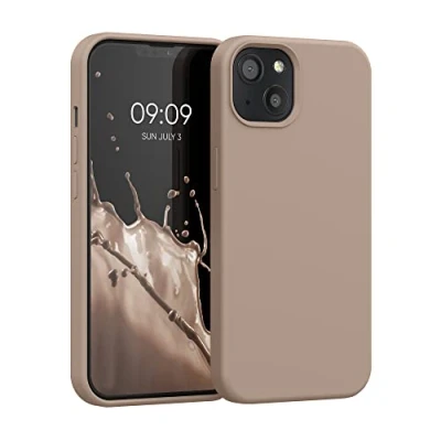Afbeelding van kwmobile telefoonhoesje geschikt voor Apple iPhone 13 Hoesje met siliconen coating Smartphone case in cappuccino