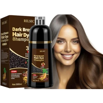 Image de Shampooing de coloration pour Cheveux marron 3 en 1 instantanée hommes et femmes colorant gris (500 ml)