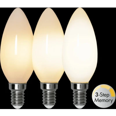 Afbeelding van 3 standen LED Kaarslamp Melkglas E14 4W Extra Warm Wit 2700K