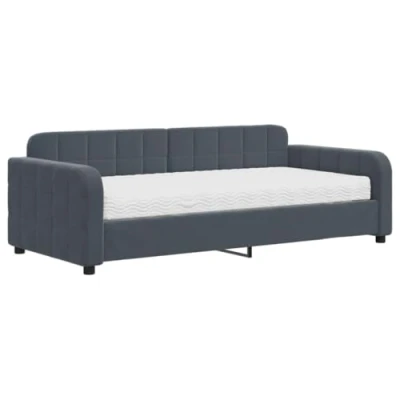Afbeelding van vidaXL Slaapbank met matras 90x190 cm fluweel donkergrijs