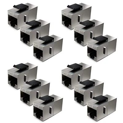 Afbeelding van deleyCON 12x CAT6a Keystone Module Patchkabel Koppeling Verbinder Afgeschermd 2x RJ45 Bus Netwerk Patchpanel Keystonemount Uitbreiding