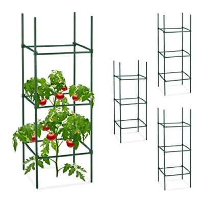 Afbeelding van Relaxdays plantensteun klimplanten set van 4 klimplantensteun tomatensteun 90 cm