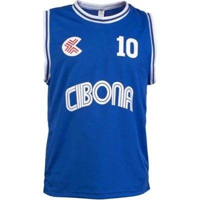 Afbeelding van Classic Dra en Petrovic KK Cibona Zagreb Retro Basketball League Play 10 Jersey, Blauw