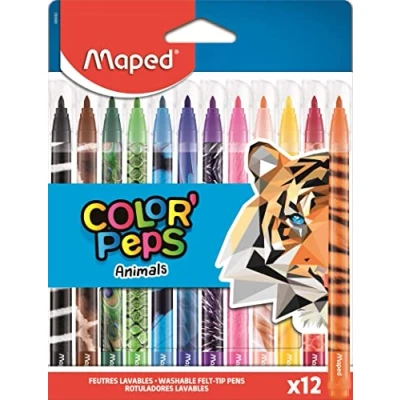 Image de Maped 12 Feutres de Coloriage Animals décorés Color&#039;Peps