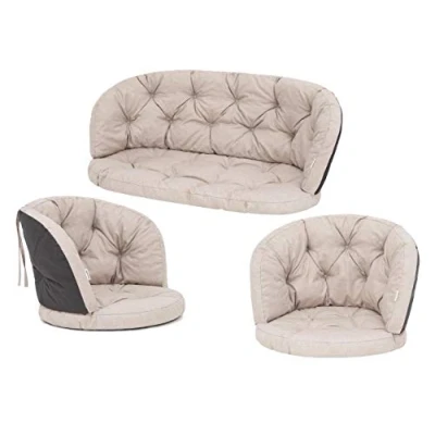 Afbeelding van HOBBYGARDEN Stoelkussen voor rotan stoel, bankkussen, schommelkussen, tuinkussen, slaapkussen, rustkussen, 2+1, beige