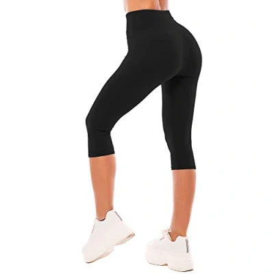 Afbeelding van SINOPHANT Dames 3/4 caprilegging met hoge taille, korte legging voor training, gym, yoga
