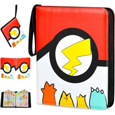 Afbeelding van EOPUOZS Verzamelkaartenalbum, kaartenmap met ritssluiting, waterdicht PU album, cadeau voor kinderen (50 pagina&#039;s, 900 vakken, rood)