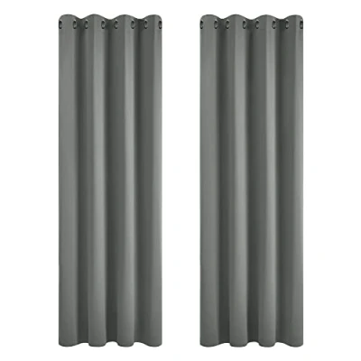 Afbeelding van Deconovo thermische verduisteringsgordijnen, voor woonkamer en slaapkamer, modern design met oogjes, 132 x 138 cm (breedte hoogte), lichtgrijs, 2 stuks