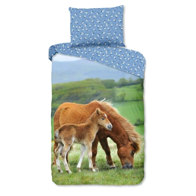 Afbeelding van Good Morning Kinderdekbedovertrek &quot;paarden&quot; Multi (140x200 cm) Katoen