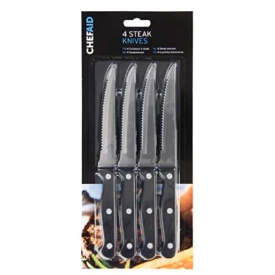 Afbeelding van Chef Aid Steakmessen Set 4 Stuks Zwart Bestek
