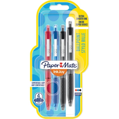 Afbeelding van Paper Mate Inkjoy intrekbare balpen, verschillende kleuren, 4 stuks