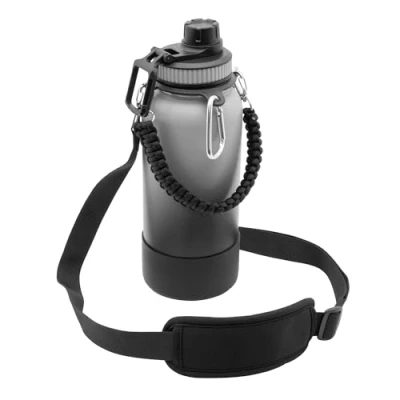 Afbeelding van BOZ XL (1 l) roestvrijstalen waterfles met brede opening, BPA vrij, dubbelwandige vacuüm isolatie, Draagtas zwart, Vervoerder