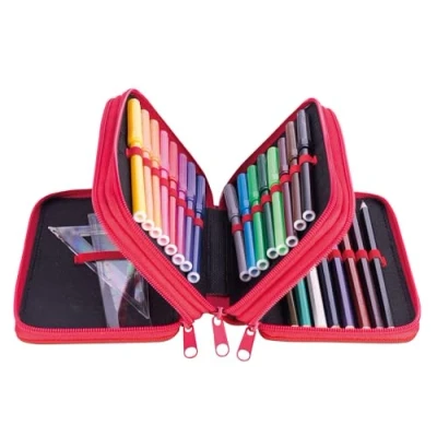 Afbeelding van gimboo Schooltas met accessoires, etui grote capaciteit, 3 vakken, pennenetui, raceauto, voor kinderen, jongens en meisjes, Meerkleurig, uniseks, uniseks
