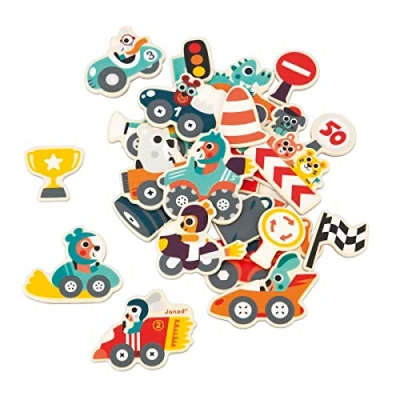 Image de Janod Magnets Aimants de Ville 24 Jouet en Bois FSC Jeu Éducatif Accessoires pour Tableau Dès Mois, J09642, Multicolore, Small