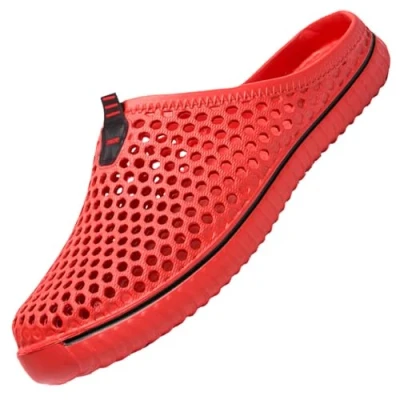 Afbeelding van SAGUARO Ademende clogs mesh pantoffels zomer holle tuinschoenen badschoenen strandschoenen dames heren, Rood
