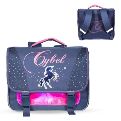 Afbeelding van Schooltas 38 cm Cybel Paard/Eenhoorn Marine en Roze Bagtrotter, Blauw